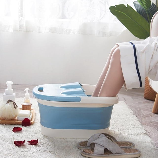 Juego de 2 Lavabos Plegables para Baño de Pies con Rodillos de Masaje, Regalos para Doméstico Soledad Lavabo plegable para pies