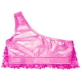 thumbnail image 4 of Lejafay Kids Girls Shiny Sequins Metallic Crop Tank Top Vest for Jazz Hip Hop Street Dance Hot Pink 6, 4 of 5