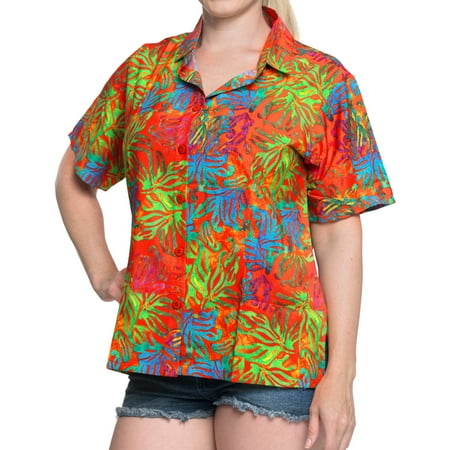 Hawaiian Shirt Blouses Button Up Beach wear Women Short Sleeves ...