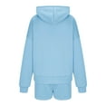 thumbnail image 5 of Wyobmus Women's 2 Piece Sweatsuit Fall Outfits Long Sleeve Pullover Sweatshirt Cargo Shorts Lounge Set Tracksuits C-Light Blue, 5 of 6