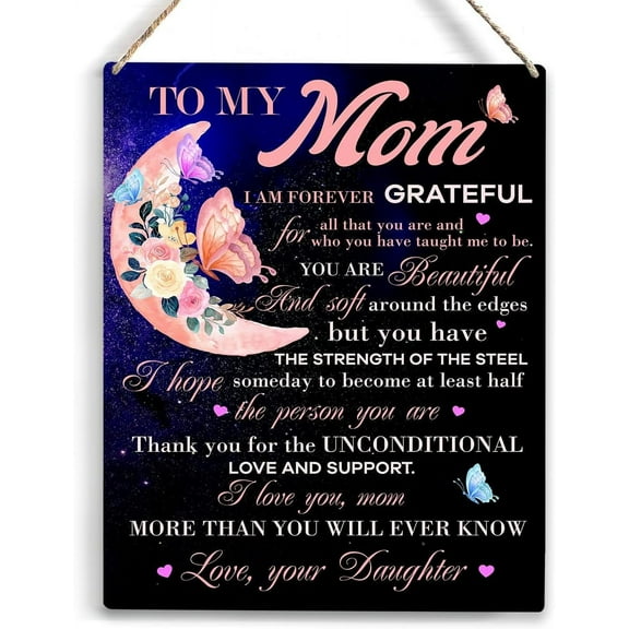 Gifts for Mom I Am Forever Grateful Wooden Hanging Sign Thank You Gifts for Women Mother Gifts for Mom from Daughter Birthday Gifts for Mom Mothers Day Gifts Wall Decor 8x10 Inch