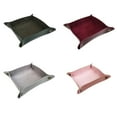 thumbnail image 3 of Coin Tray Leather Collapsible Save Space Storage Trays Square Portable Holder Accessory Watch Change Living Room Red Brown 2, 3 of 9