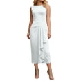 thumbnail image 2 of BUWTTER Summer Dresses for Women Summer Casual Sleeveless with Asymmetric Waist Elegant Daily Wear Tunic Ruffle Midi White Dress M, 2 of 5