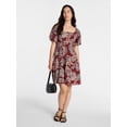 thumbnail image 3 of Time and Tru Women's Mini Dress with Puff Sleeves, Sizes XS-XXXL, 3 of 6