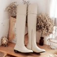 thumbnail image 3 of KaLI_store Boots Women Women's Thigh High Block Heels Over Knee High Boots White,9, 3 of 4