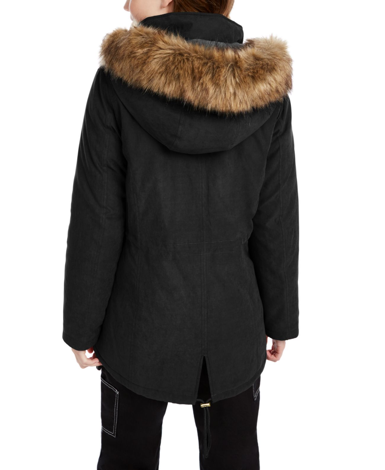 Celebrity Pink Juniors&#8217; Faux-Fur Trim Hooded Parka Coats, Black, Small - image 2 of 4
