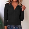 thumbnail image 6 of Fewfanhot Sweaters for Women Cable Knit Long Sleeve Polo V Neck Fall Outfits Collared Cropped Waist Length Pullover Sweater Top, 6 of 9