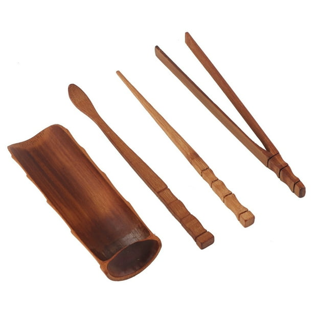 Herramienta para té, 4 piezas, accesorios para té de bambú natural, herramienta para té de bambú, diseño de clase mundial
