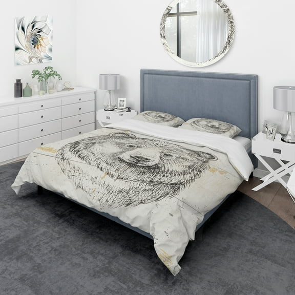 Designart 'Bear Wild and Beautiful IV' Farmhouse Duvet Cover Set