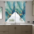 thumbnail image 4 of Turquoise Marble Swag Valances for Windows 2 Pack Abstracts Gold Wave Lines Gradient Texture Swag Kitchen Curtains 36 Inches Long Rod Pocket Short Window Treatment for Kitchen Bathroom 28"x36", 4 of 9