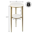 thumbnail image 4 of JONATHAN Y Seraphina 24.75" Industrial 2-Tier Metal Frame Drink Table and Decorative End Table with White Marble Round Top, Gold/White, END3004B, 4 of 5