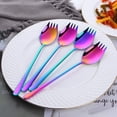 thumbnail image 3 of Sporks 2 in 1 Spoons Forks 7 Pieces Mix Color Stainless Steel Reusable Metal Korean Soup Dinner Spoons Camping Flatware Rainbow Color, 3 of 12