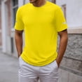 thumbnail image 2 of ZXLBBD Mens T-Shirts Short Sleeve Lightweight Workout Shirts for Summer Sporty Running Hiking Solid Color T-Shirts for Man Casual,Yellow,4XL, 2 of 4