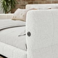 thumbnail image 4 of Euroco Upholstery Queen Size Platform Bed, Sofa Bed with USB Charging Station and 2 Drawers, White, 4 of 17