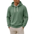 thumbnail image 3 of TKKCS Mens Waffle Knit Hoodie Pullover Regular Fit Long Sleeve Drawstring Casual Hooded Sweatshirt Green 3XL, 3 of 9