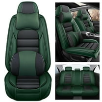 AFUNTIO Leather 5 Seat Covers for Dodge 99% Models,Luxury Car Seat Cushions Full Set,Waterproof Seat Cover for Cars,Nonslip Interior Accessories(Black and Green)