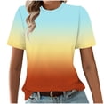 thumbnail image 3 of Ichuanyi Womens Summer Tops Trendy Gradient Color Print Short Sleeve Tshirts Shirts Crew Neck T Shirts Fashion, 3 of 7