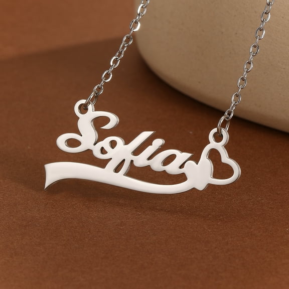 Custom Heart Name Necklace Stainless Steel Nameplate Pendant Personalized Chain Choker Women Birthday Gift Couple Jewelry