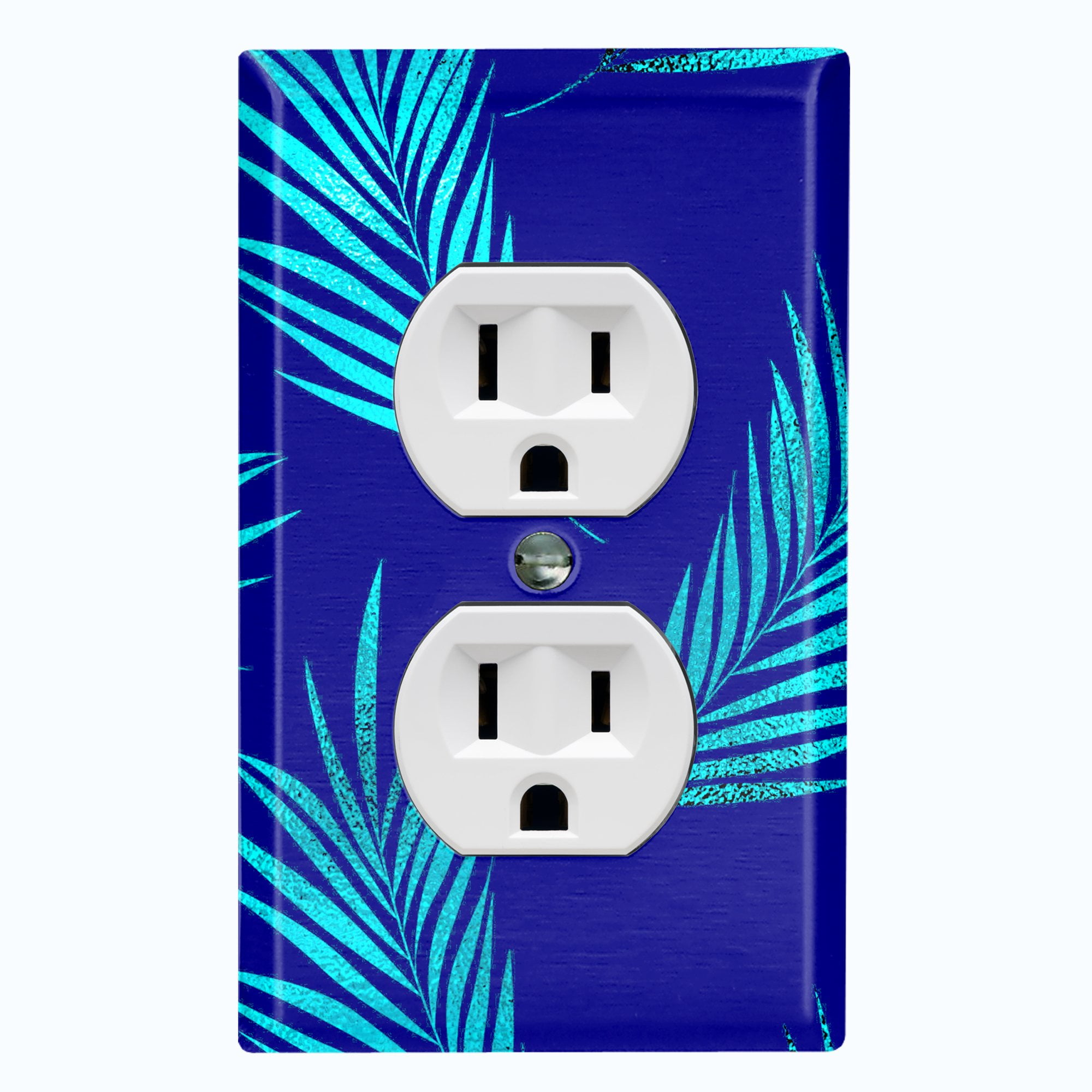 Ocean Waves Palm Trees Neon Mountain Wall Plate Double Gang Rocker Light Switch Plate Cover Wall Plate Decorator Outlet Cover for Living Room Bedroom Kitchen