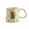 thumbnail image 1 of CJWDYLX High End And Exquisite Milk Breakfast Mugs Floral Irregular Ceramic Mug Cute Flower Coffee Mug With Handmade Big Handle For Tea Mugs For Kitchen Or Café World Market Stacking Mugs Glasses, 1 of 7