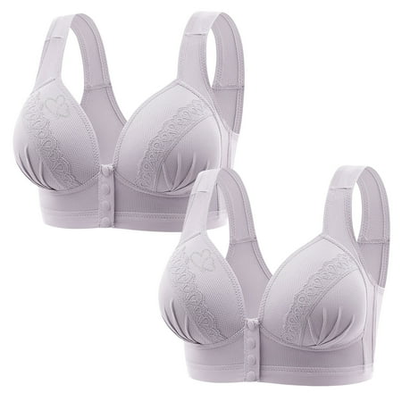 Clearance Staron 2PC Everyday Bras Women Wireless No Underwire Bras Front Closure Comfortable Bra Stretch Large Size Bras Soft Smoothing Bra