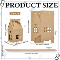 24 Pcs House Shaped Gift Boxes with Ribbon 3.9x2.8x7.2 Inch Kraft Paper Candy Box House Gift Favors Boxes for Birthday Party Wedding