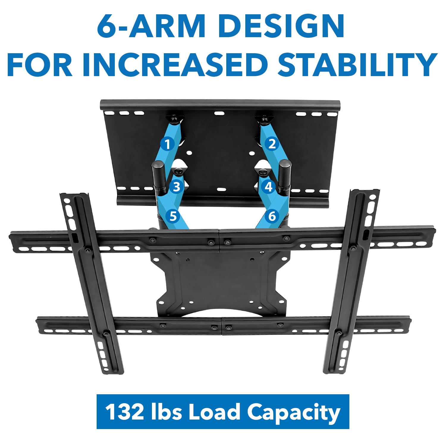 Mount-It! Full Motion TV Wall Mount with Swivel and Tilt, Fits 40" to 80" Screens, 132 lbs. Capacity