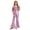 Pink, variant on Girls Metallic Flared Pants Jumpsuit Spaghetti Straps Hippie Dance Full Body Unitard Performance Pink 16