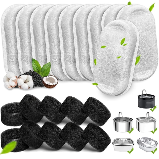 Filtros de Fuente de Agua para Gatos Paquete de 20 Filtros de Repuesto para Fuente de Acero Inoxidab