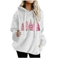 thumbnail image 3 of yoeyez Christmas Hoodie Sweatshirts for Women Xmas Fuzzy Fleece Sweatshirt Faux Shearling Warm Sherpa Pullover Tops with Hood White,XXL, 3 of 5