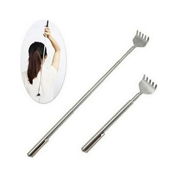 Homoyoyo Extendable Back Scratcher, Stainless Steel, Durable, Smooth, Home Office Travel, Silver 2Pcs