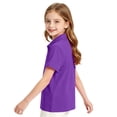 thumbnail image 3 of Girls Short Sleeve Basic Pique Polo Shirts School Uniform Golf Shirts Purple 130, 3 of 7