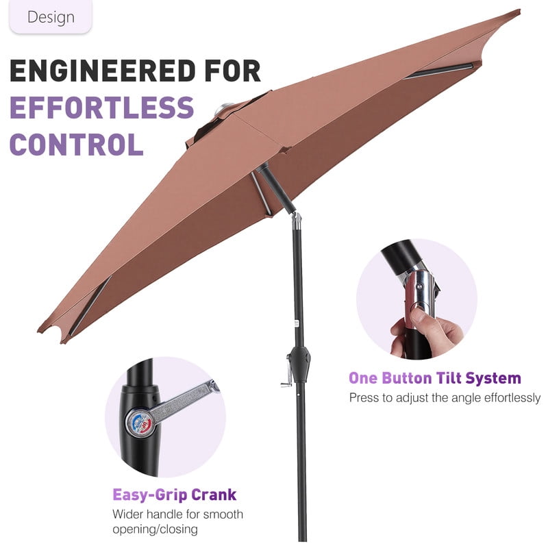 Gianna 7.5ft Patio Umbrella with Tilt & Crank System, Waterproof Fabric, 8-Rib Design