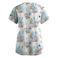 thumbnail image 2 of Women's Floral Print V-Neck Scrub Top with Pockets, Comfortable and Durable Uniform for Nurses, 2 of 3