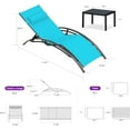 thumbnail image 3 of PURPLE LEAF 3 PCS Patio Oversized Chaise Lounge Chair Set of 3with Side Table Poolside Adjustable Recliner Chairs for Outside Beach Outdoor Pool Sunbathing Tanning Loungers, Turquoise Blue, 3 of 9