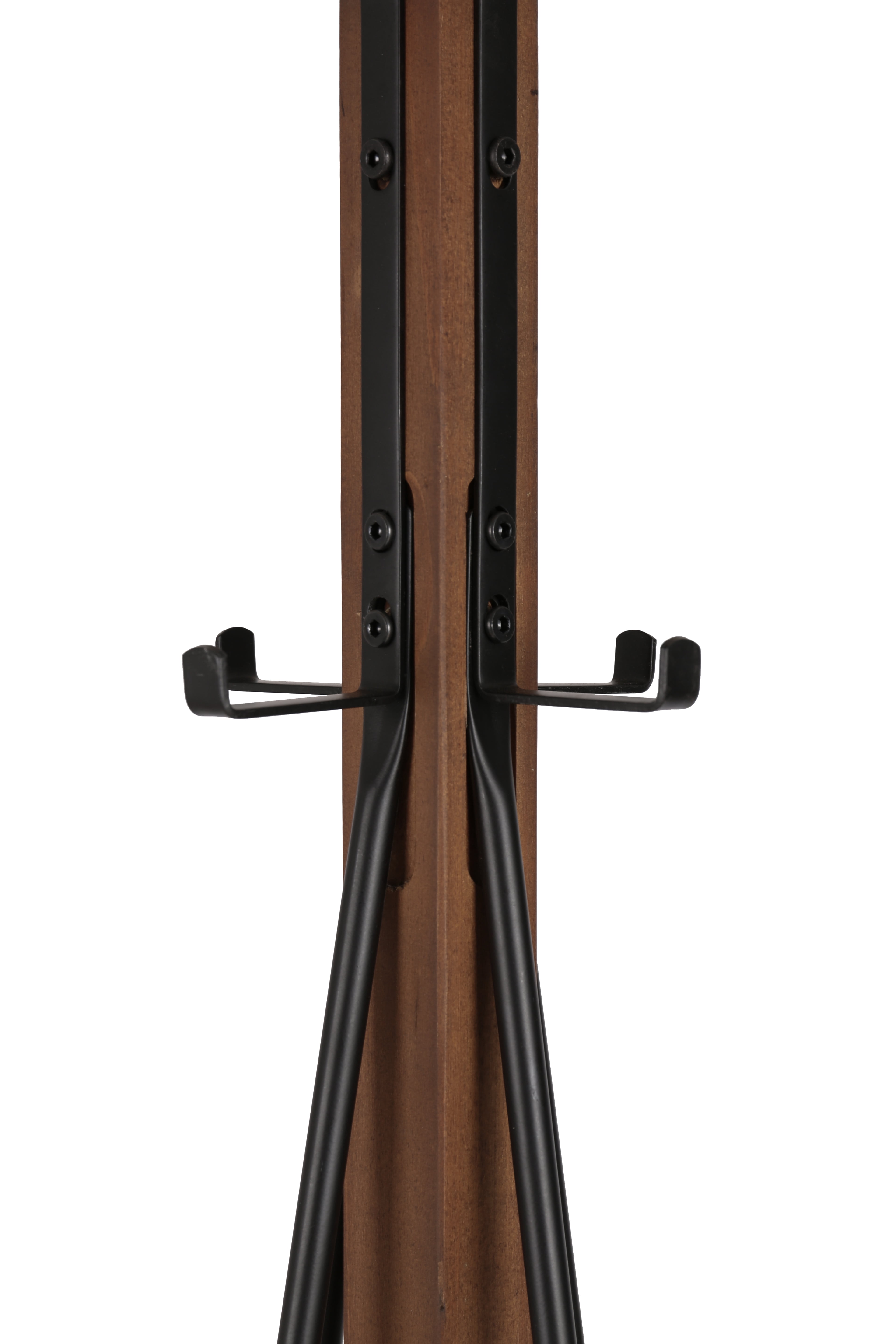 Freestanding Coat Rack with 8 Hooks and Cross Wood Base, Reclaimed Wood and Metal Hall Tree for Bedroom and Living Room, Natural