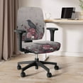 thumbnail image 5 of FKELYI Black Raven Rose Skull Print Office Chair Slipcover 2 Pcs Removable Swivel Computer Chair Cover for Backrest & Cushion Seat Dustproof Armchair Protector Home Office Decor, 5 of 7