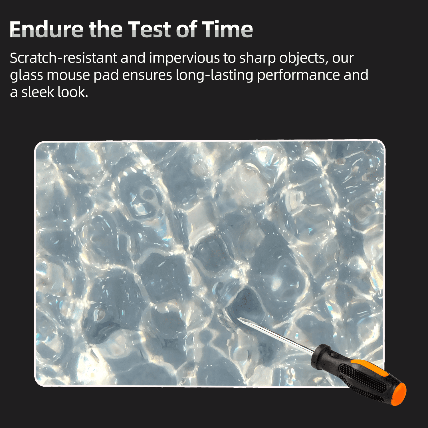 Devineresse Glass Mousepad for Gaming, Water Ripple Hard Mouse Pad, Ultra-Smooth Surface for Enhanced Speed&Control, Durable&Easy to Clean, Includes Anti-Wear&Cleaning Accessories, 35cm*26cm