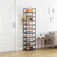 thumbnail image 2 of TRAHOO-Shoe Rack Organizer, 10 Tier Tall Narrow Shoe Rack for Closet Entryway, Shoe Storage Shelf Holds 20-25 Pairs with Hooks, Black, 2 of 4