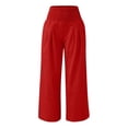 thumbnail image 4 of ManxiVoo High Waisted Wide Leg Pants for Women Bow Print Pattern Lounge Trousers Elastic Waist Comfort Fit for Casual Outing and Travel S Size Red, 4 of 8