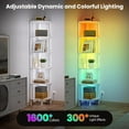 thumbnail image 3 of Corner Shelf Stand,Tall White Corner Shelf with LED Light with Music Sync and 16 Million DIY Color,Narrow Bookshelf Storage Rack Display Shelf Unit with Metal Frame for Living Room,Bedroom (White), 3 of 11