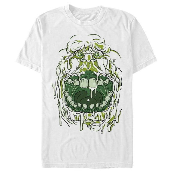 Men's Ghostbusters Slimer Drip Face  Graphic Tee White X Large
