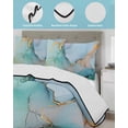 thumbnail image 4 of Quilts Twin Size, Teal Marble Soft Comforter Bedding Set for Bed, Abstract Art Modern Geometric Golden Lightweight Quilted Bedspread with Pillow Cover(2 Pieces) for All Season, 68x86 Inch, 4 of 6