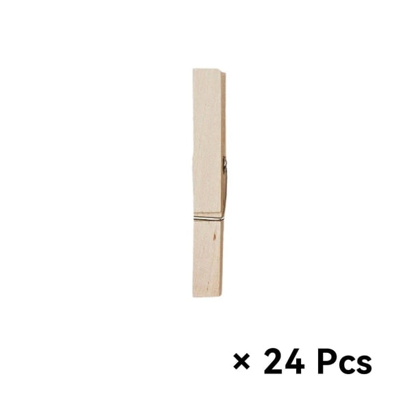 CCOCC 24 Pcs Clothes Pins,8.4x1cm Large Wooden Design Clothes Pins Wooden,Strong Grip Secure Hold Hair Accessories for Girls