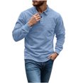 thumbnail image 6 of Fengqque Long Sleeve Polo Shirts for Men Classic Button Golf Shirt Casual Collared thermal Work Pullover Tops Navy L, 6 of 7