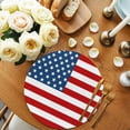 thumbnail image 2 of American Flag Round 13 Inch Placemats Set of 4, Blue Red USA Flag HeatResistant Non Slip Place Mats for Dining Table, Wipeable Braided Kitchen Table Mats for Housewarming, 2 of 9