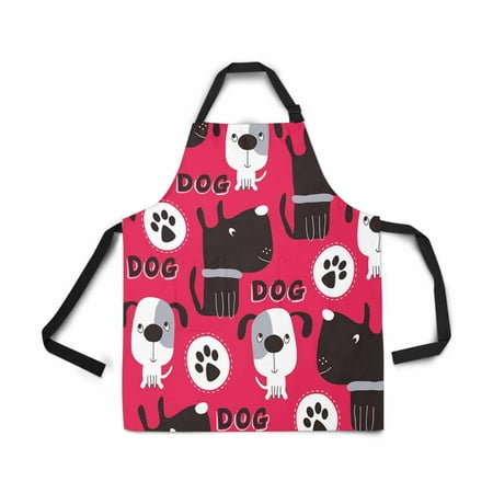 

ASHLEIGH Adjustable Bib Apron for Women Men Girls Chef with Pockets Seamless Dog Pattern Novelty Kitchen Apron for Cooking Baking Gardening Pet Grooming Cleaning
