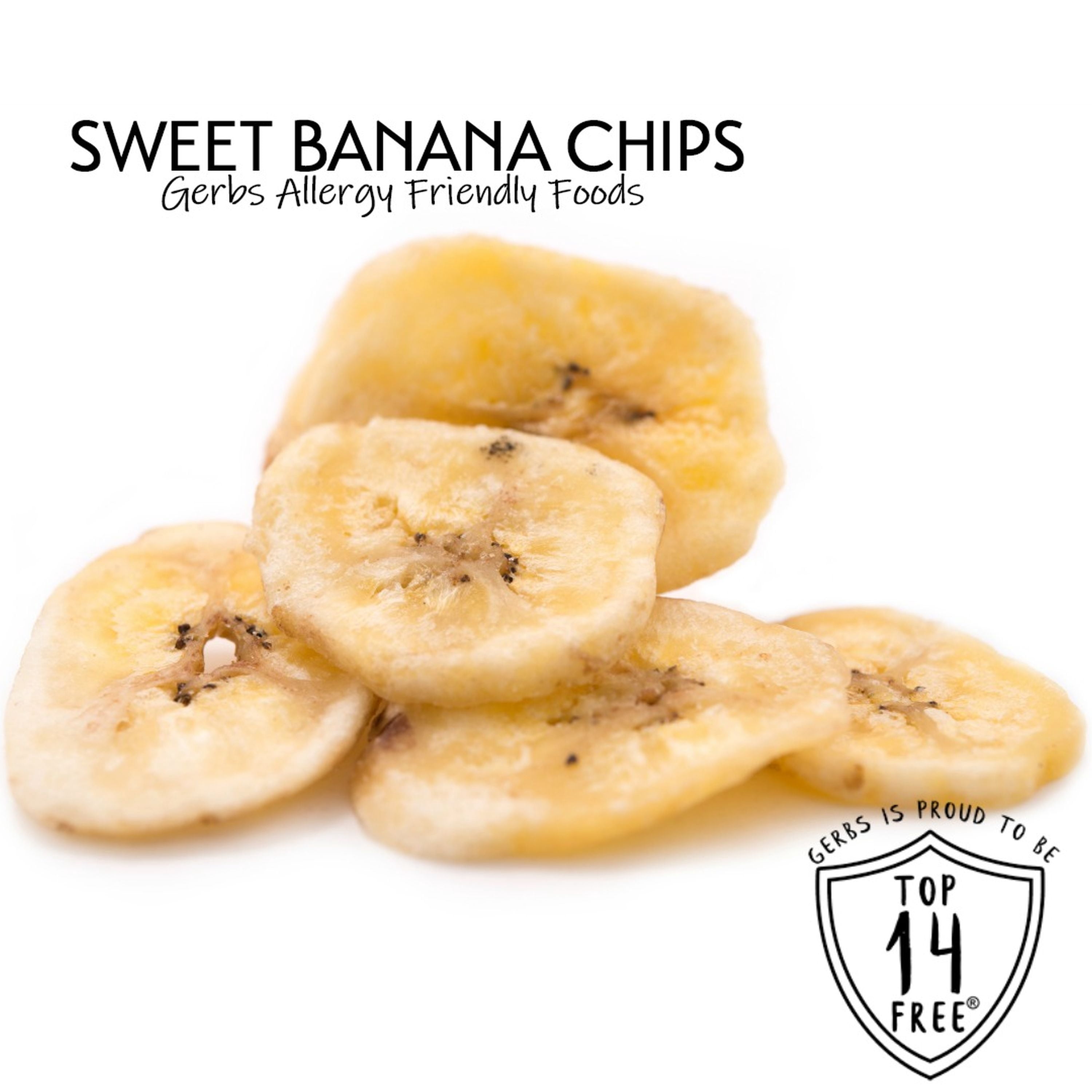 Banana Chips by Gerbs - 2 LBS - Sweetened - Unsulfured - Top 14 Food Allergen Free & NON GMO