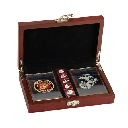 USMC Playing Cards with Marine Corps Dice Gift Set - Show Your Marine Pride with This Officially Licensed Deck and Dice Combo - Great Gift for Marines