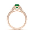 thumbnail image 2 of ANGARA Natural Vintage Inspired Round Emerald & Diamond Three Stone Ring in 14K Rose Gold for Women (Size-6.5mm) | May Birthstone, Birthday, Anniversary, Jewelry Gift for Women | Natural Emerald Ring, 2 of 10